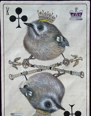 Ginny Page 2023 - Coronation of a Bird King - 13 x 9cm - Oil on panel